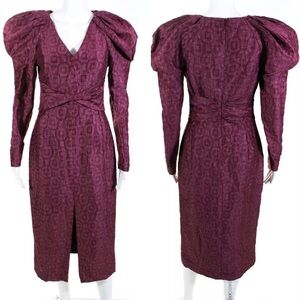 Petersyn Dress Geometric Puff Sleeved Midi Dress S